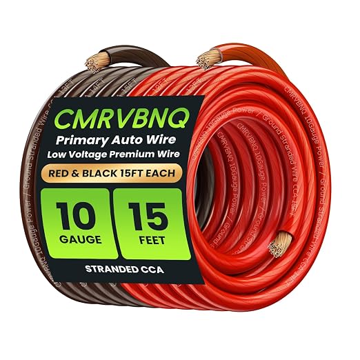 10 Gauge Battery Cable CCA Wire, 15FT Each Red Black Low Voltage Primary Automotive Power Ground Cable for Car Audio Amp Subwoofer RV Wiring