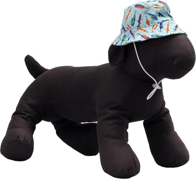 THE WORTHY DOG Gone Fishin' Bucket Hat for Dogs – Lightweight Pet Sun Hat with Adjustable Chin Strap, Soft Brim & Bright Colors - Blue, X-Large