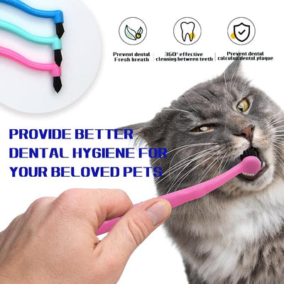 Dual Sided Cat Toothbrush Dog Toothbrush Finger Brush Micro Head to fit into Small to Large Dogs & Cats (Black, Small)