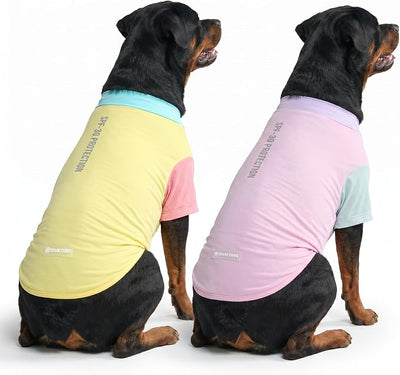 Spark Paws Sunblock Dog T-Shirt, SPF30 Protection, Lightweight Breathable Quick Dry for Dogs with Sensitive Skin - Gelato & Yuzu (Set of 2) - Size 5XL