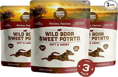 Smart Cookie Healthy Soft Dog Treats - Wild Boar & Sweet Potato - Grain Free Limited Ingredient Training Treats for Dogs with Sensitive Stomach & Allergies, Natural Novel Protein, Made in USA (5oz.)