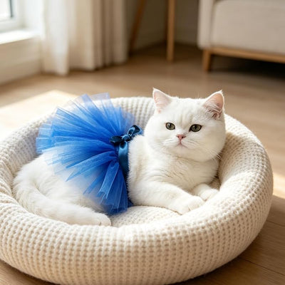 Dog Tutu Tulle Dress for Dogs Small Large Medium Puppy Dress Ballerina Costume Skirt for Holiday Puppy Cats Bunny Pet Outfit 4th of July Party Photo Prop Supplies (Blue, Large)