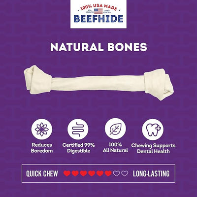 USA Beefhide Bones 15-17" Dog Chew Treats - Natural Flavor, 1 Count/2 Pack