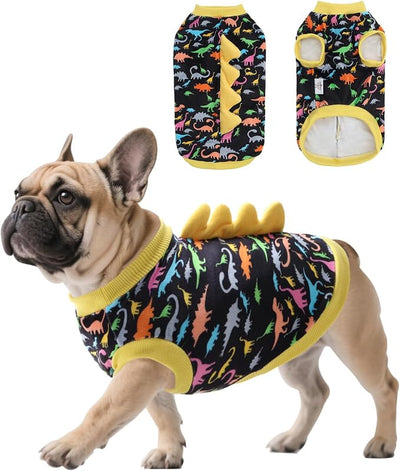 CuteBone Dinosaur Costume Dog Shirt, Stretchy Velvet T-Shirt Clothes for Small Dogs, Soft & Breathable Pet Tee Outfit Cat Apparel for Daily Wear, Cozy Pullover Design Puppy Fashion COSBX01XS
