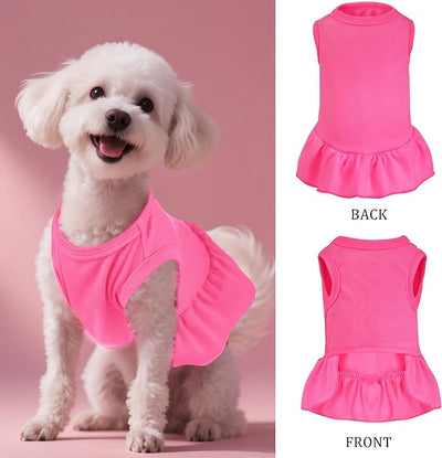 Dog Dresses Cat Skirt Solid Color Dog Clothes Summer Sleeveless Puppy Girl Clothes for Small Pet Dogs Cats (Rose Pink, Small)