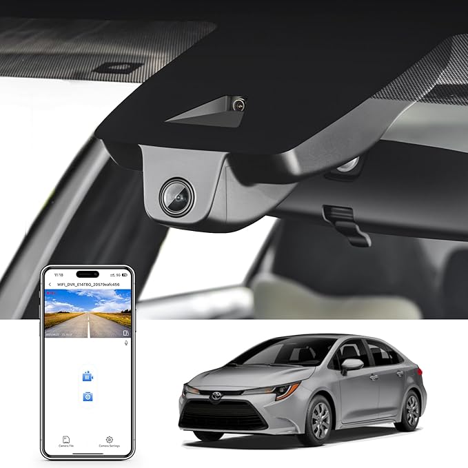 mangoal 4K Dash Cam Custom fit for Toyota Corolla Gen12 E210 2023 2024 2025 2026 (Model A),LE SE XLE XSE Hybrid Hatchback,Integrated OEM Look,2160P UHD Video,App & WiFi,Loop Recording, GPS, 64GB Card