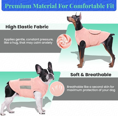 MIGOHI Dog Anxiety Relief Coat,Comfort Anxiety Vest for Dogs,Adjustable Dog Anxiety Calming Wrap for Fireworks,Thunderstorm,Travel,Separation,Anxiety Jacket for Large Dogs,L,Pink