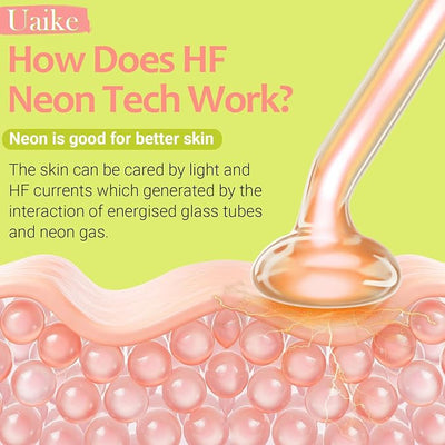 High Frequency Facial Wand - Uaike Orange Portable Handheld High Frequency Facial Machine - with 4 Pcs Orange Glass Tubes - at Home Skin Face Wand Device