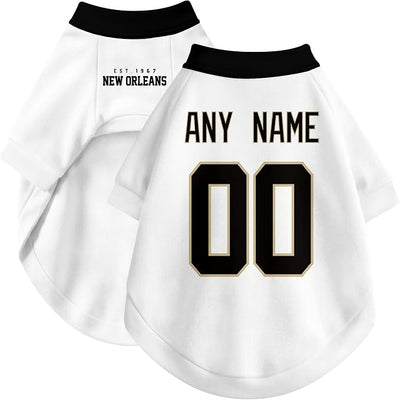 New Orleans Dog Clothes Jersey Style Personalized Pet T Shirt with Custom Name Number for Small Medium Large Dogs