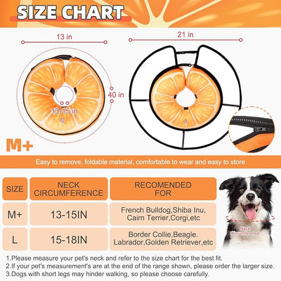KOOLTAIL Inflatable Dog Cone Collar, Soft Donut E Collar for Dogs After Surgery to Stop Licking Enhanced Alternative, Blow Up Pet Neck Pillow Recovery Adjustable Cone for Dog Cat,Orange M