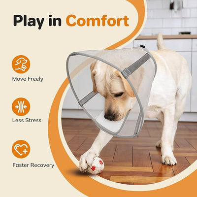 Breathable Mesh Dog Cone Collar for Surgery, Soft Elizabethan Recovery Alternative to Stop Licking,Pet Neck Collar for Large Medium Small Breeds, L