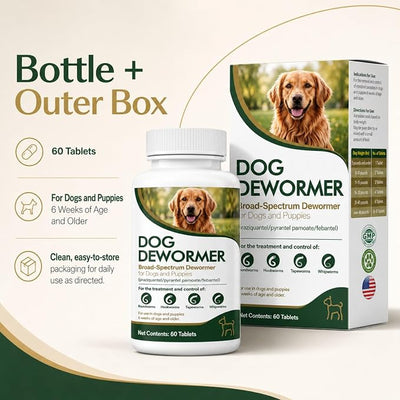 4-Way Dewormer for Dogs, (Febantel/Pyrantel Pamoate/Praziquantel), 60 Tablets