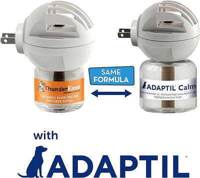 ThunderEase Dog Calming Pheromone Diffuser Kit | Powered by ADAPTIL | Vet Recommended to Relieve Separation Anxiety, Stress Barking and Chewing, and the Fear of Fireworks and Thunderstorms (60 Day Sup