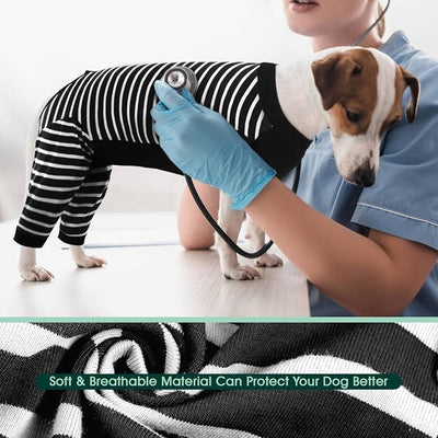 Kuoser Dog Recovery Suit with Anti Licking Rear Leg Sleeve, Black 2XL | Abdominal Dog Surgical Suit with Pants Cover Protect Wounds, Dogs Elbow Protector Soft Pet Surgery Onesie Cone Alternative