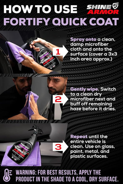 SHINE ARMOR Fortify Quick Coat 24oz | 3-in-1 Ceramic Car Wax Waterless Wash | Spray On, Wipe Off in Under 10 Minutes. 6 to 12 Month Ceramic Protection on Paint, Glass, Chrome, Trim & Wheels. Made in USA