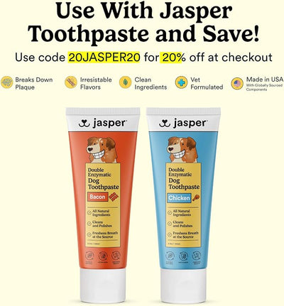 Jasper Dog Toothbrush, 360 Degree Pet Tooth Brushing Kit, Cat Toothbrush, Canine Dental Care & Teeth Cleaning Kit, Pet Finger Tooth Brush, Use with Dog Toothpaste, 4-Pack Neon