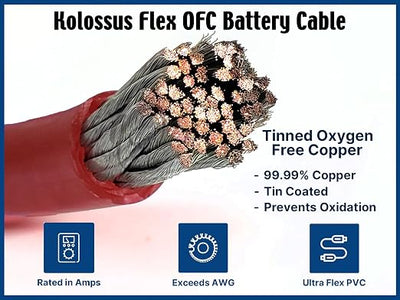KnuKonceptz Kolossus Flex Kable OFC 0 Gauge Power Wire Copper Cable Red 1/0 AWG