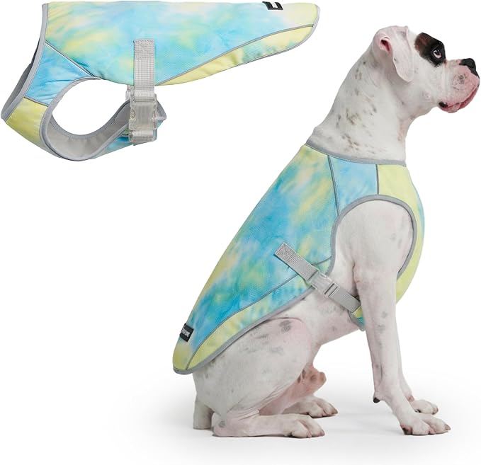 Spark Paws Dog Cooling Vest - SPF 50 UV Sun Protection - Summer Heat Relief Gear for Dogs, Lightweight, Evaporative Cooling - Dog Anxiety Relief Vest During Hot Days - Tropical Storm, 3XL