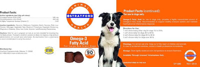 Stratford Pharmaceuticals EZ Chew Omega 3 Fatty Acid Soft Chew Max Strength - Dog Omega 3 Supplement - Soft Chew Treats with Fish Oil for Dogs - Large and Giant Dogs - 90 Soft Chews