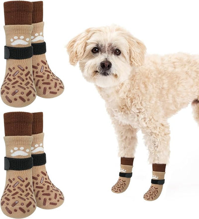 SCENEREAL Anti Slip Dog Socks to Prevent Licking Paws, Dog Shoes for Hot/Cold Pavement, Paw Protector Traction Control on Hardwood Floor, Dog Shoes Booties for Puppy Small Medium Large Senior Dogs