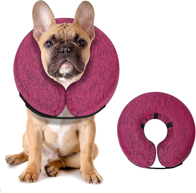 MIDOG Inflatable Dog Cone, Soft Donut Recovery Collar Alternative After Surgery to Help Prevent Licking, Comfy E Collar with Neck Pillow Design, Rose, M