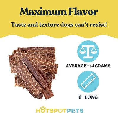 hotspot pets Beef Dog Treats Esophagus (6 Inches) - 100% Natural Healthy Chews for Dogs - Meat Jerky Snack Free of Preservatives, Hormones & from Grass Fed Cattle (100 Pack)