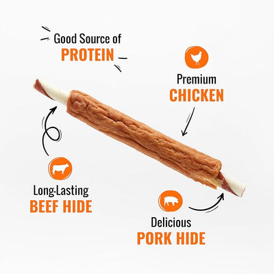 Good 'n' Fun Triple Flavor Ribs Chews for All Dogs, Treat Your Dog to Long-Lasting Chews Made with Beef Hide, Chicken and Pork Hide, 12 Ounces