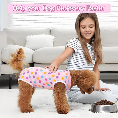 Coppthinktu Recovery Suit for Dogs After Surgery, Dog Onesie Surgery Recovery Suit for Female Spay, Soft Surgical Pajamas Bodysuits for Puppy to Prevent Licking Dog Cone Alternative Dots XL