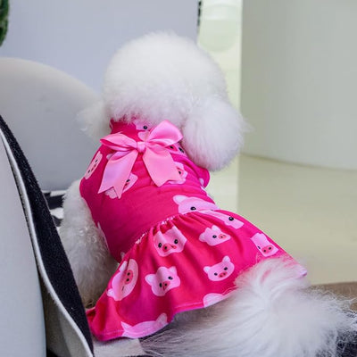 CuteBone Turtleneck Dog Velvet Dress Puppy Skirt Costume Pet Clothes Cat Apparel with Bow Hair Rope for Small Dogs CVD06XS