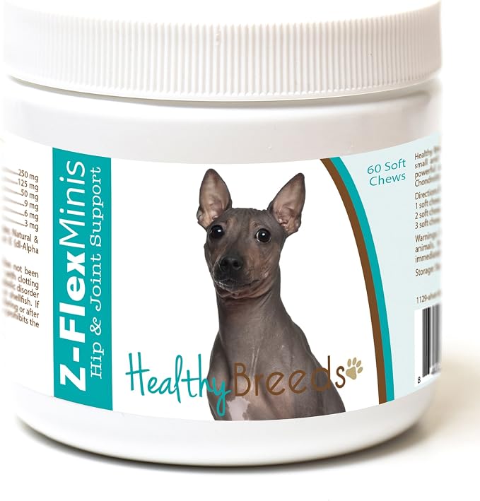 Healthy Breeds American Hairless Terrier Z-Flex Minis Hip and Joint Support Soft Chews 60 Count