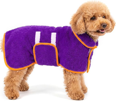 Bienbee Dog Bathrobe, Quick Drying Super Absorbent Pet Robes for Small Medium Large Dogs, Drying Coat for After Bath & Swim, Warm & Cozy Dogs Towels, Dog Puppy Bath Supplies, Purple S