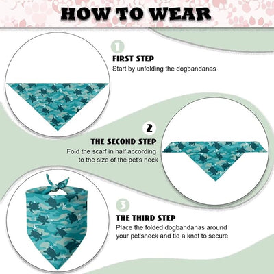 KEIAHUAN Turtle Camo Dog Bandanas Soft Fabric Kerchief Washable Triangle Scarfs Cat Bandanas Pet Dog and Cats Kerchief Bandana Decor