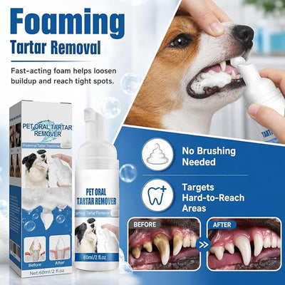 Pet Oral Tartar Remover, Pet Dental Foaming Care Spray, Oral Spray for Dogs Teeth Cleaning, Breath Freshener,Support Healthy Gums, No Brushing Needed Pet Dental Care Spray (2pcs)