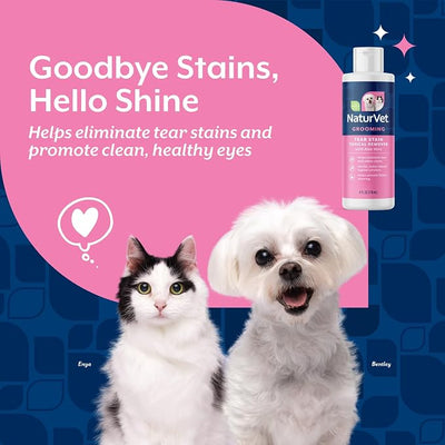 NaturVet – Tear Stain Topical Remover Plus Aloe – 4 oz | Eliminates Unsightly Tear & Saliva Stains | Gentle, Water-Based Formula | for Dogs & Cats