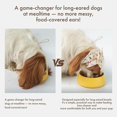 Soft Cotton Dog Headband for Cocker Spaniel, Cavalier, Springer - Adjustable Bow Pet Hair Accessory (Dog Bow Beige)