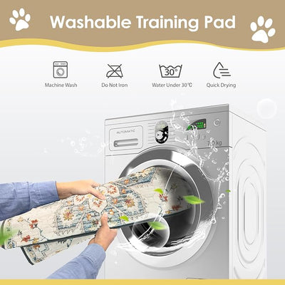 SCLOSE Washable Pee Pad for Dogs 2 Pack, 36" x 36" Reusable Puppy Pads Waterproof Dog Rugs, Super Absorbent, Leakproof, Dog Crate Pad, Playpen Mat, Whelping Pads, White Medallion
