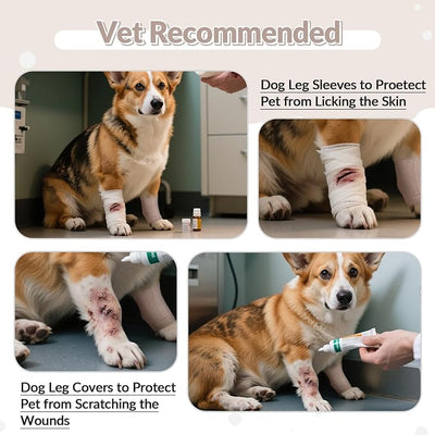 ROZKITCH 4 PCS Dog Leg Wound Protector, Dog Recovery Sleeve for Back/Front Leg, Stop Biting-Legs Due to an Allergy, Hold The Gauze in Place