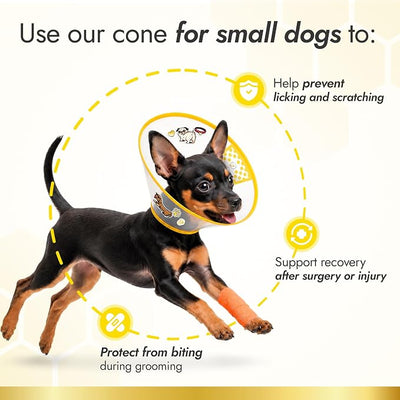 Cone for Dogs to Stop Licking & Scratching Wounds – Adjustable Dog Cone Alternative for Puppies & Small Breeds – Grooming & Post-Surgery Care – Elizabethan Collar for Neck Circumference 12.2-14.2 in
