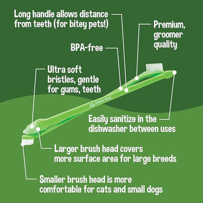 Bodhi Dog Dual-Headed Toothbrush for Dogs & Cats - Soft Bristles for Gentle Pet Dental Care - Puppy & Adult Teeth Cleaning - Easy-to-Use Design for Healthy Gums & Fresh Breath (8 Count)