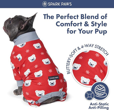 Spark Paws Dog Christmas Pajama, Dog Recovery Suit Male, Onesie, Ultra-Soft and 4-Way Stretch, for Small Medium and Large Breeds - Polar Bear - L
