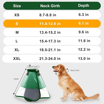 WinWeal Upgraded Soft Dog Cone Collar for Large Medium Dogs After Surgery – Adjustable Transparent Recovery Collar, Breathable Elizabethan E-Collar for Wound Healing & Anti-Licking (S, Dark Green)