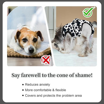 Dog Surgery Recovery Suit,Female Male Dog Onesie for Spay Neuter,Substitute E-Collar & Cone,Anti-Licking Breathable Onesie for Small Medium Large Dogs,Cow Large