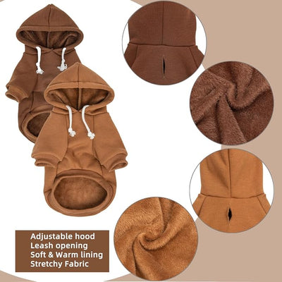 2-Pack Dog Hooded Sweaters & Jackets - Soft Dog Clothes Hoodie for Small/Medium/Large Dogs & Cats | All-Season Comfort & Fit, Stylish Pet Shirts Apparel & Accessories (Chocolate, Camel, Medium)