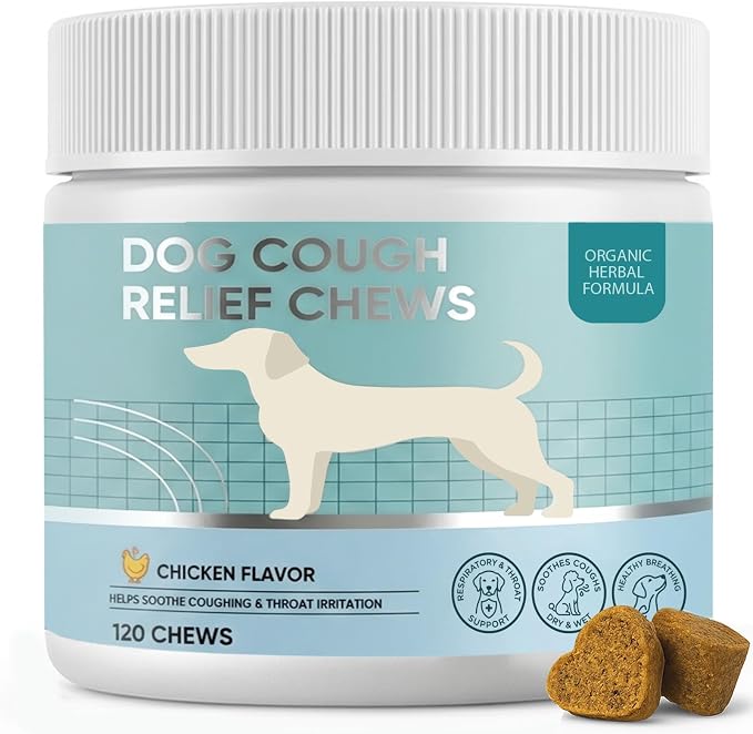 AiRunTech Dog Cough Relief Chews, 120 Count, Natural Ingredients, Real Chicken Flavor, Soft Chewy Treats for Dogs
