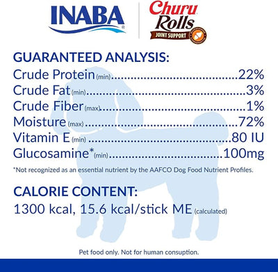 INABA Churu Rolls Joint Support for Dog, Functional Lickable Dog Treat with Taurine & Green Tea Extract, 1.26oz Each, 18 Tubes Total, Chicken with Salmon Recipe