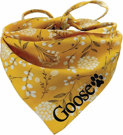Dog Triangle Bandana Scarf, Yellow Dandelion Pattern, Small