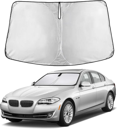 EcoNour Windshield Sunshade Compatible for BMW 5 Series 525i 520i 528i 530i 535d 535i 550i Series 2011-2014 2015 2016, Sun Visor for Window Sun Shade Cover, UV Protector, Car Accessories