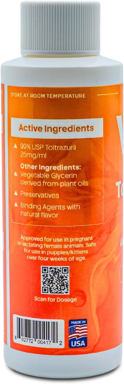 Toltrazuril 2.5% for Horses, Dogs, Cats, 120mL/4 Ounce, for Non-Food Chain Animals, Peanut Butter