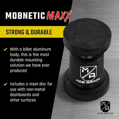 Mob Armor MobNetic Maxx - USA Assembled Magnetic Phone Holder for Car, Magnetic Car Phone Mount, 90-Degree Tilt, 360-Degree Rotation, Aluminum Metal, Compatible with iPhone & Android - Gunmetal