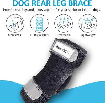 Dog Leg Braces for Rear Legs, Hock Brace for Back Legs with Metal Strips and Safety Reflective Straps for Short Legs, Joint Warps Support for Hind Legs Injuries Sprains Arthritis (Large(1Pair)